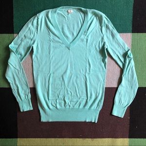J. Crew soft cotton vneck sweater in mint, sz sm